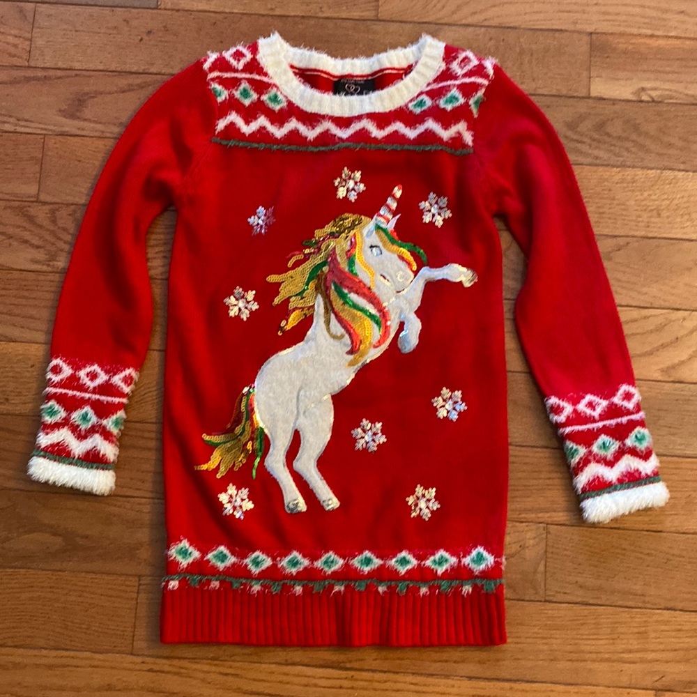 Red and White Unicorn ‘Ugly’ Christmas Sweater